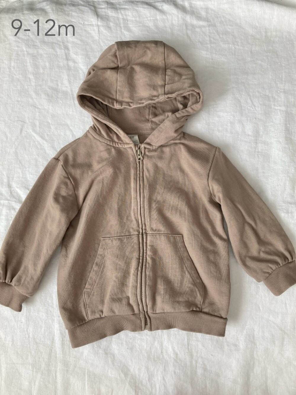 🪴5/$30 H&M 9-12 Months Baby Taupe Beige Zip Light Hoodie Fall Neutral